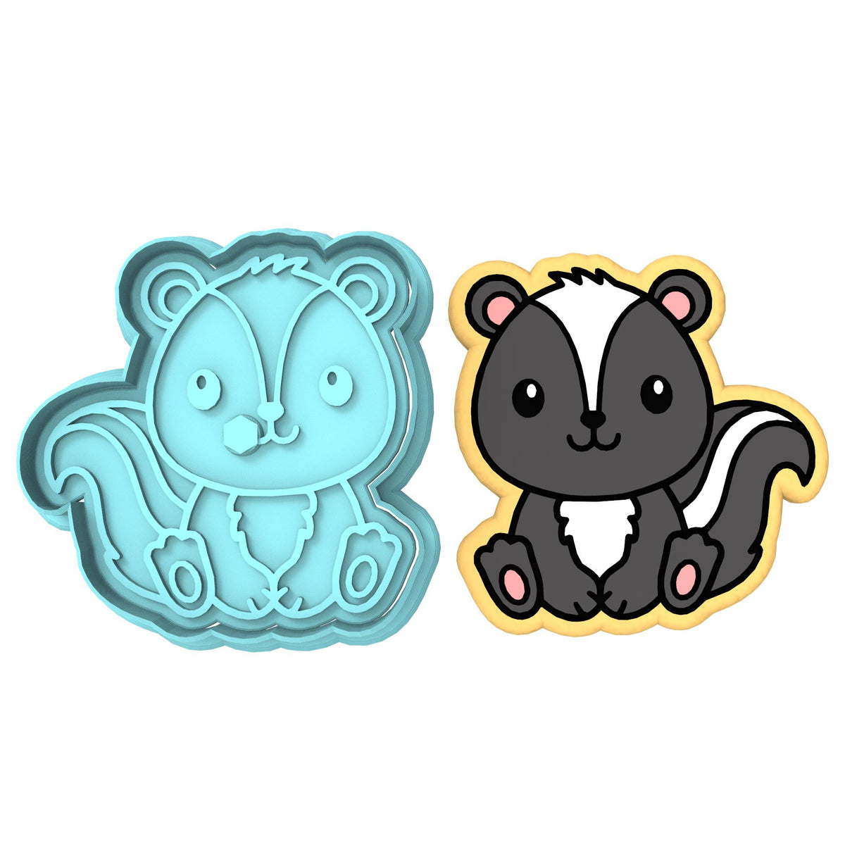 Skunk Cookie Cutter | Stamp | Stencil #1 Animals & Dinosaurs Cookie Cutter Lady MINI - 2 Inches (5cm) **BUNDLE** Cutter + Stamp 
