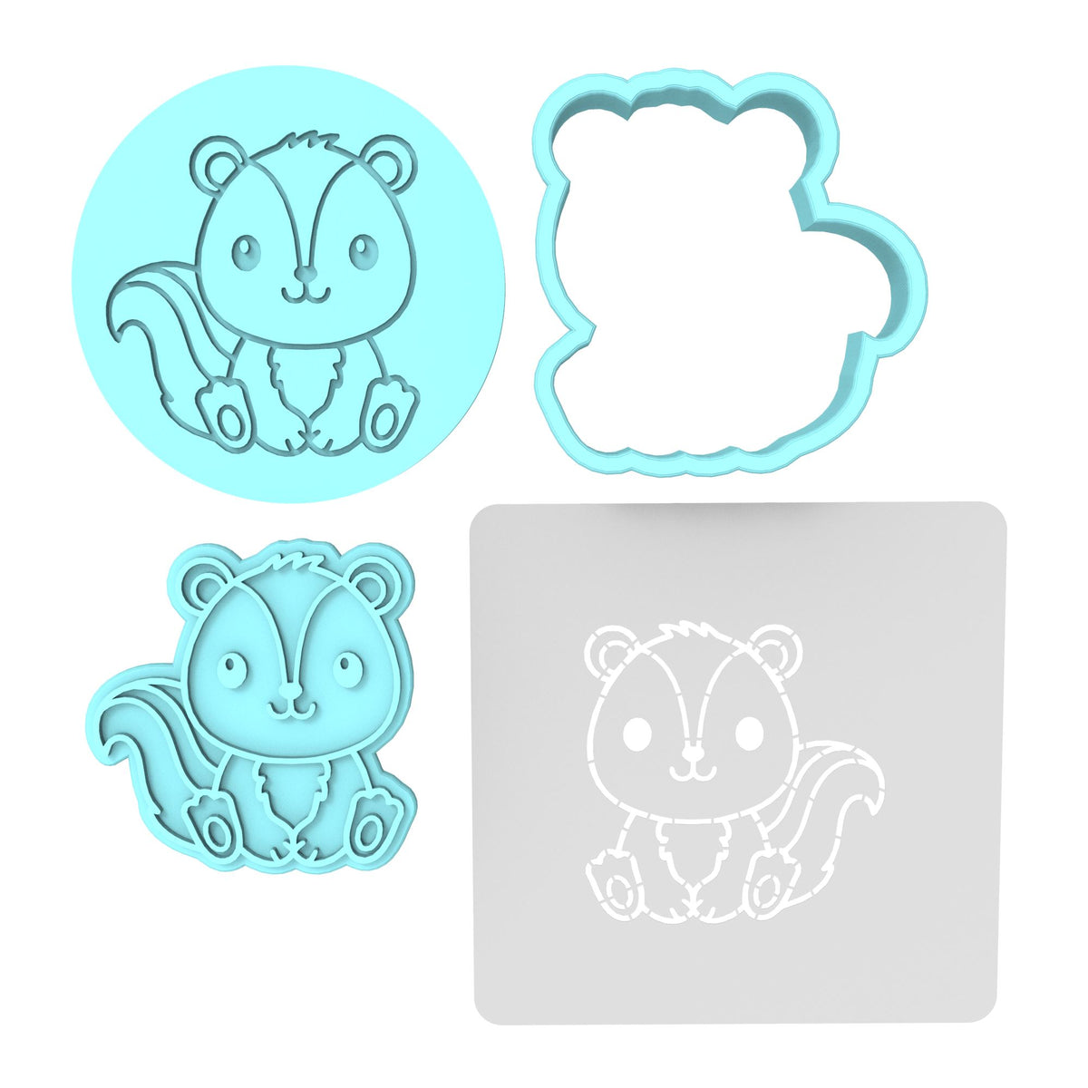 Skunk Cookie Cutter | Stamp | Stencil #1 Animals & Dinosaurs Cookie Cutter Lady MINI - 2 Inches (5cm) **FULL SET BUNDLE** Cutter + Stamp + Stencil + Debosser **BEST DEAL** 