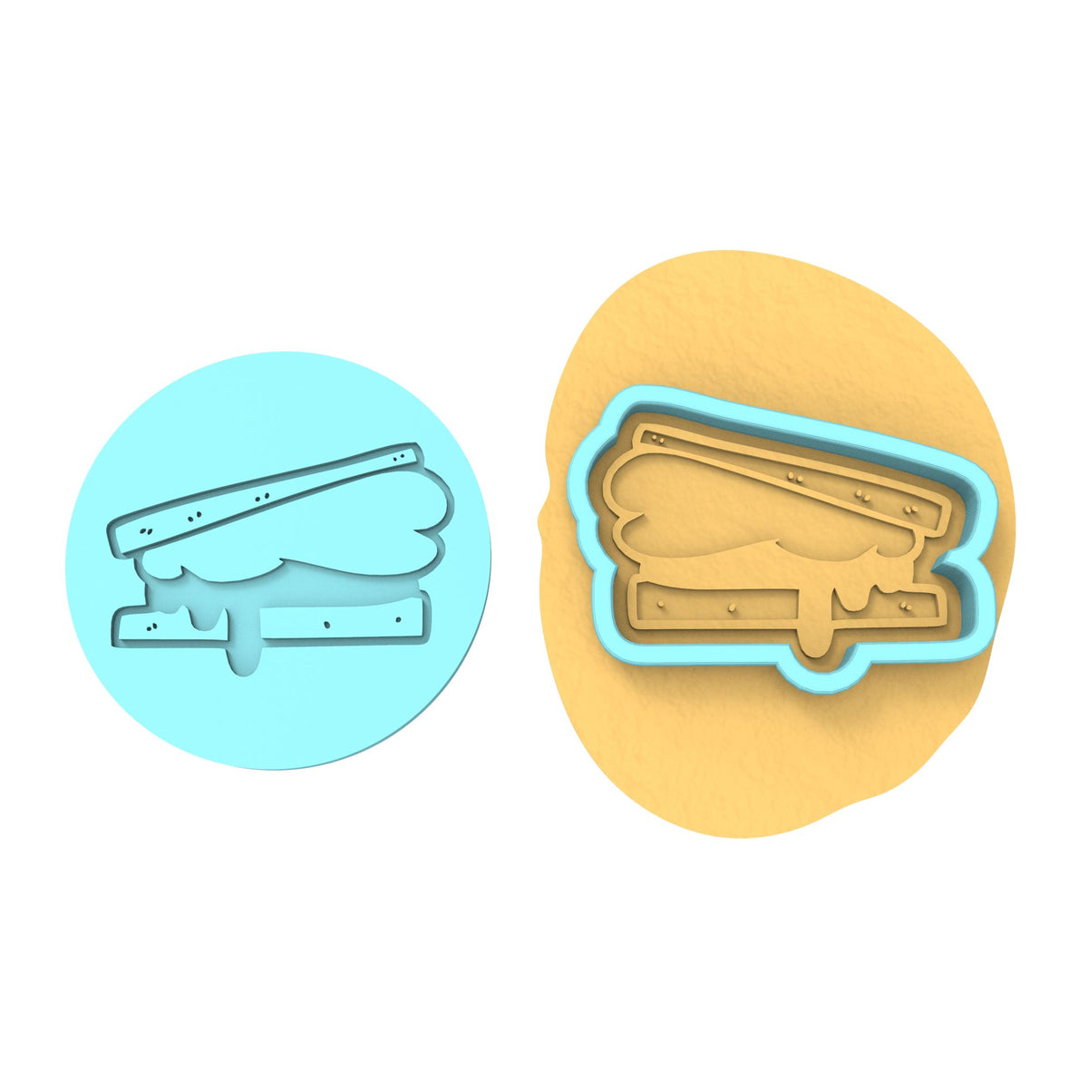 Smores Cookie Cutter | Stamp | Stencil #2A 4th of july Cookie Cutter Lady MINI - 2 Inches (5cm) **BUNDLE** Cutter + Debosser 