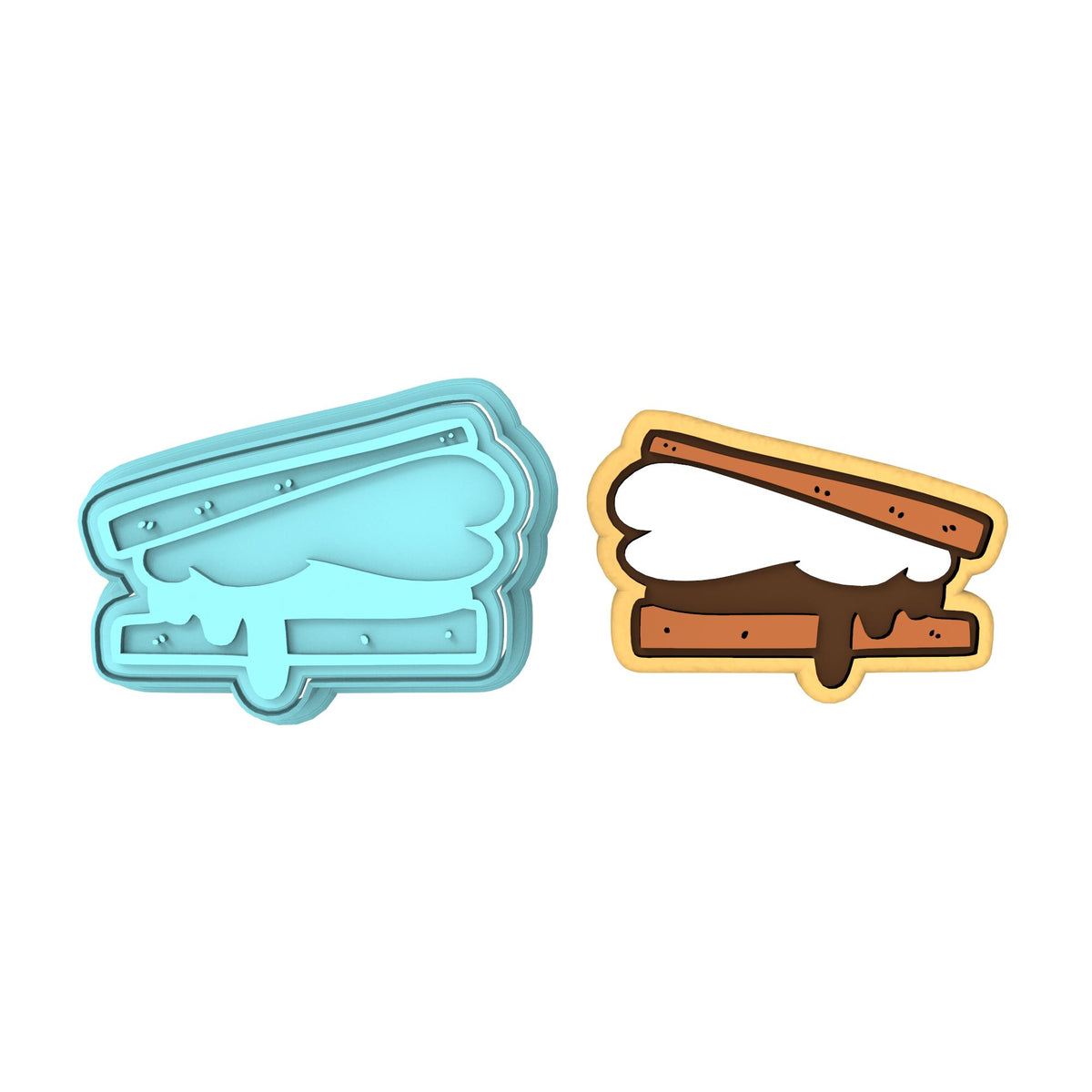 Smores Cookie Cutter | Stamp | Stencil #2A 4th of july Cookie Cutter Lady MINI - 2 Inches (5cm) **BUNDLE** Cutter + Stamp 