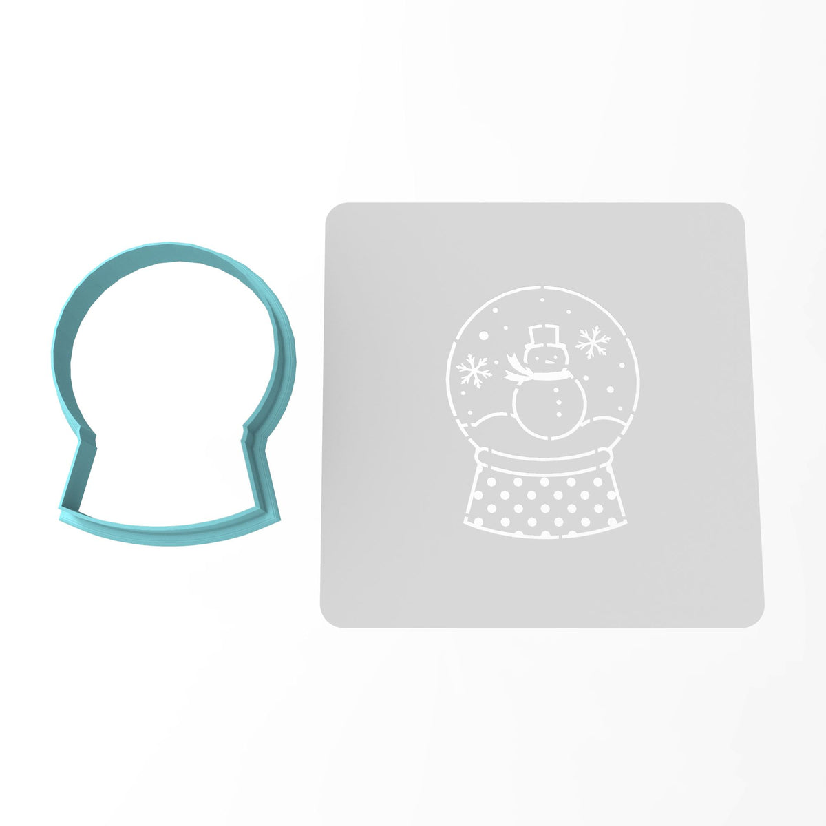 Snow Globe Cookie Cutter | Stamp | Stencil #1 Xmas / Winter / NYE Cookie Cutter Lady MINI - 2 Inches (5cm) **BUNDLE** Cutter + Stencil 