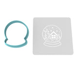 Snow Globe Cookie Cutter | Stamp | Stencil #2 Xmas / Winter / NYE Cookie Cutter Lady MINI - 2 Inches (5cm) **BUNDLE** Cutter + Stencil 