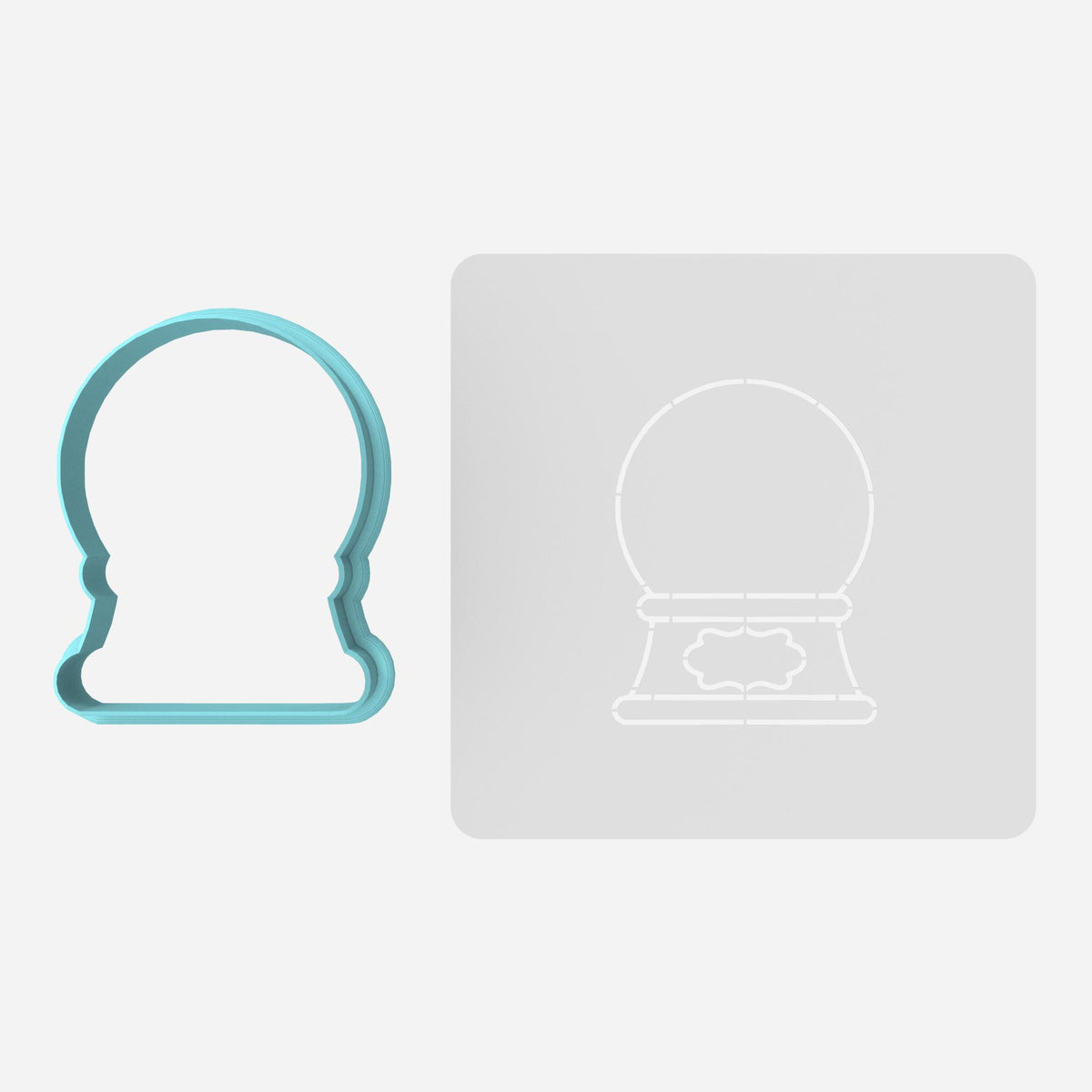 Snow Globe Cookie Cutter | Stamp | Stencil #3 Xmas / Winter / NYE Cookie Cutter Lady MINI - 2 Inches (5cm) **BUNDLE** Cutter + Stencil 