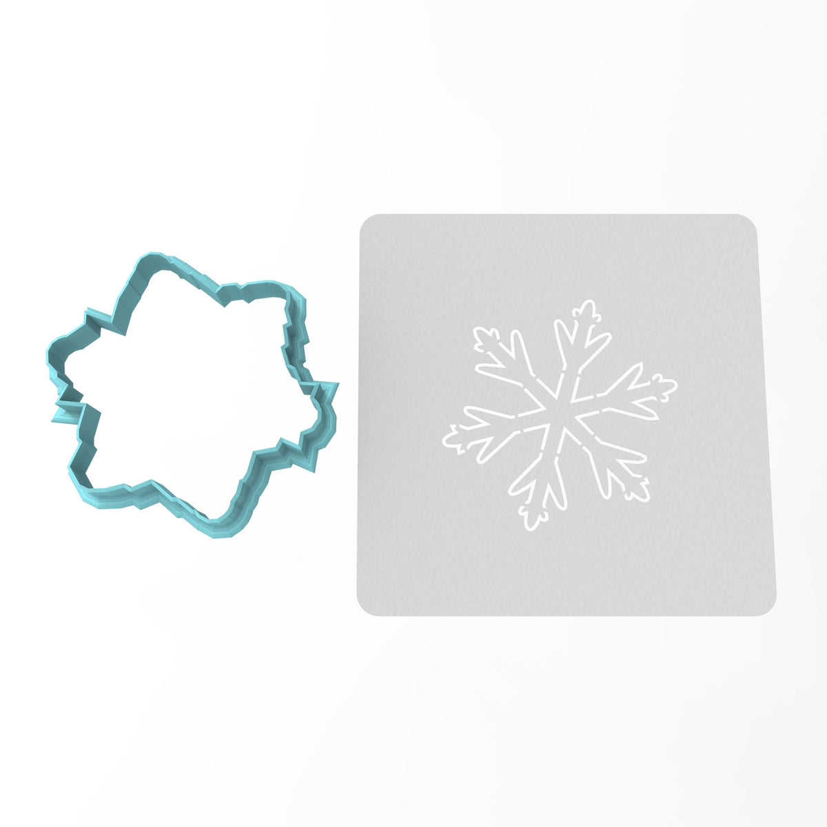 Snowflake Cookie Cutter | Stamp | Stencil #1 Xmas / Winter / NYE Cookie Cutter Lady MINI - 2 Inches (5cm) **BUNDLE** Cutter + Stencil 