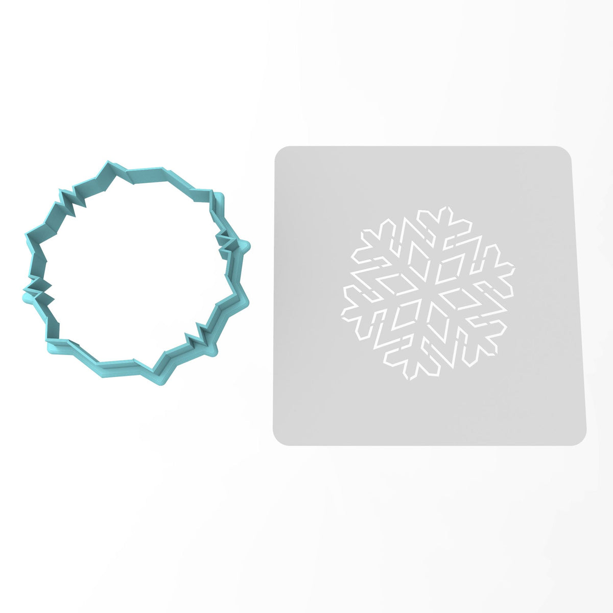 Snowflake Cookie Cutter | Stamp | Stencil #3 Xmas / Winter / NYE Cookie Cutter Lady MINI - 2 Inches (5cm) **BUNDLE** Cutter + Stencil 
