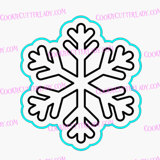 Snowflake Cookie Cutter | Stamp | Stencil #7 Xmas / Winter / NYE Cookie Cutter Lady 2 Inch Small Cupcake Cutter + Stamp No