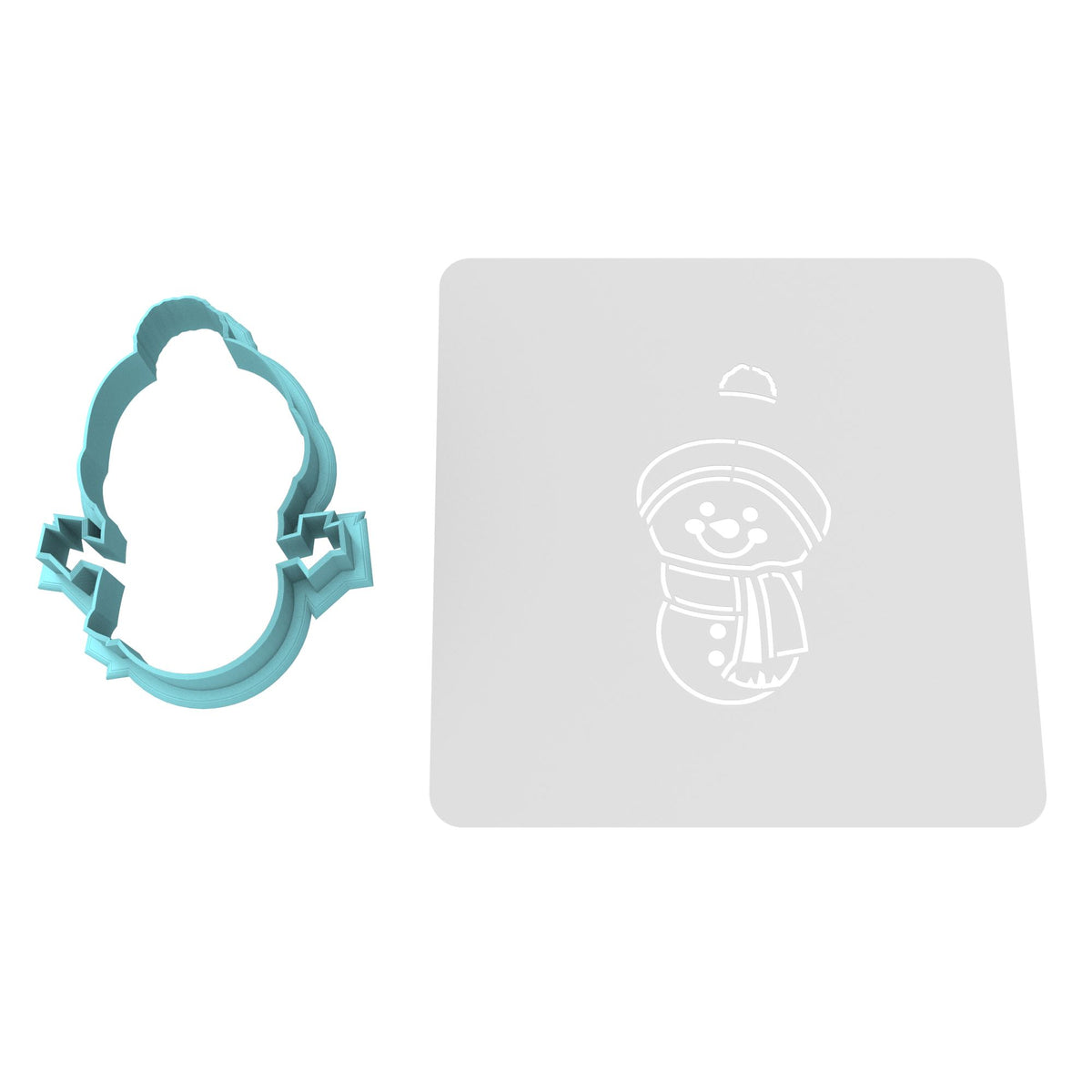 Snowman Cookie Cutter Outline & Stamp #2 Xmas / Winter / NYE Cookie Cutter Lady MINI - 2 Inches (5cm) **BUNDLE** Cutter + Stencil 
