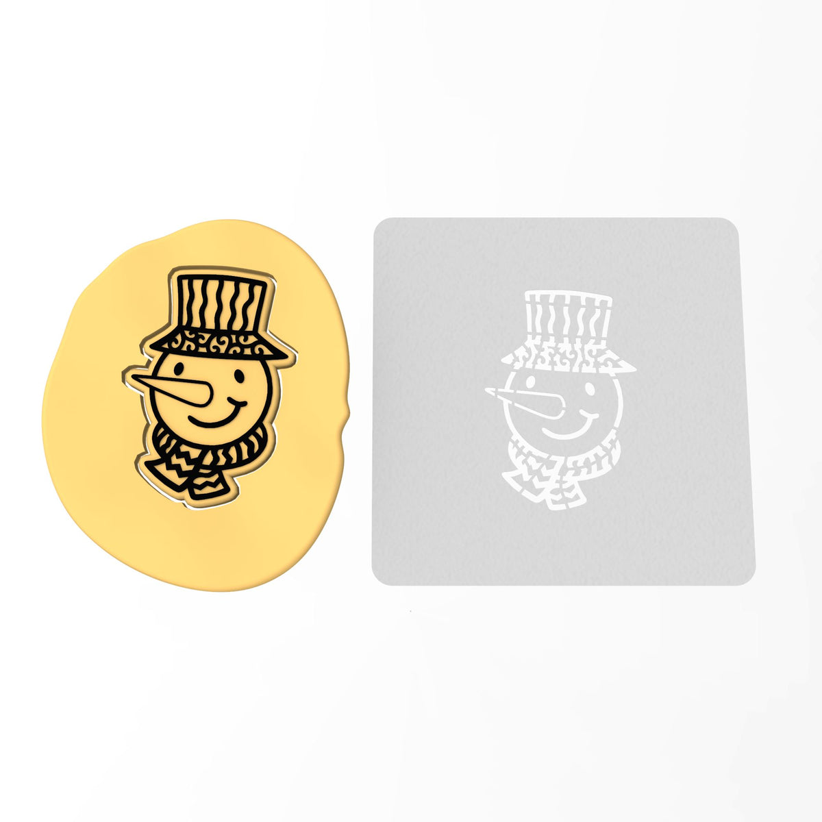 Snowman Face Cookie Cutter | Stamp | Stencil #1 Xmas / Winter / NYE Cookie Cutter Lady MINI - 2 Inches (5cm) Stencil ONLY 