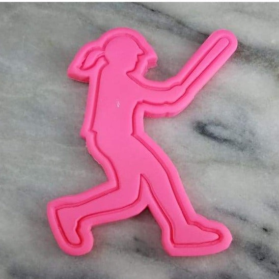 Softball Player Homerun Cookie Cutter  Stamp & Outline #1