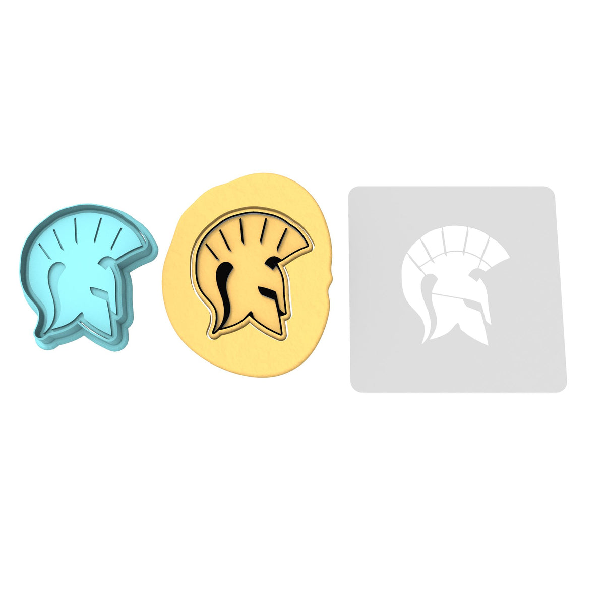 Spartan Helmet Cookie Cutter | Stamp | Stencil #1 Boys/ Army / Outdoorsman Cookie Cutter Lady 2 Inch Small Cupcake Cutter + Stamp Yes
