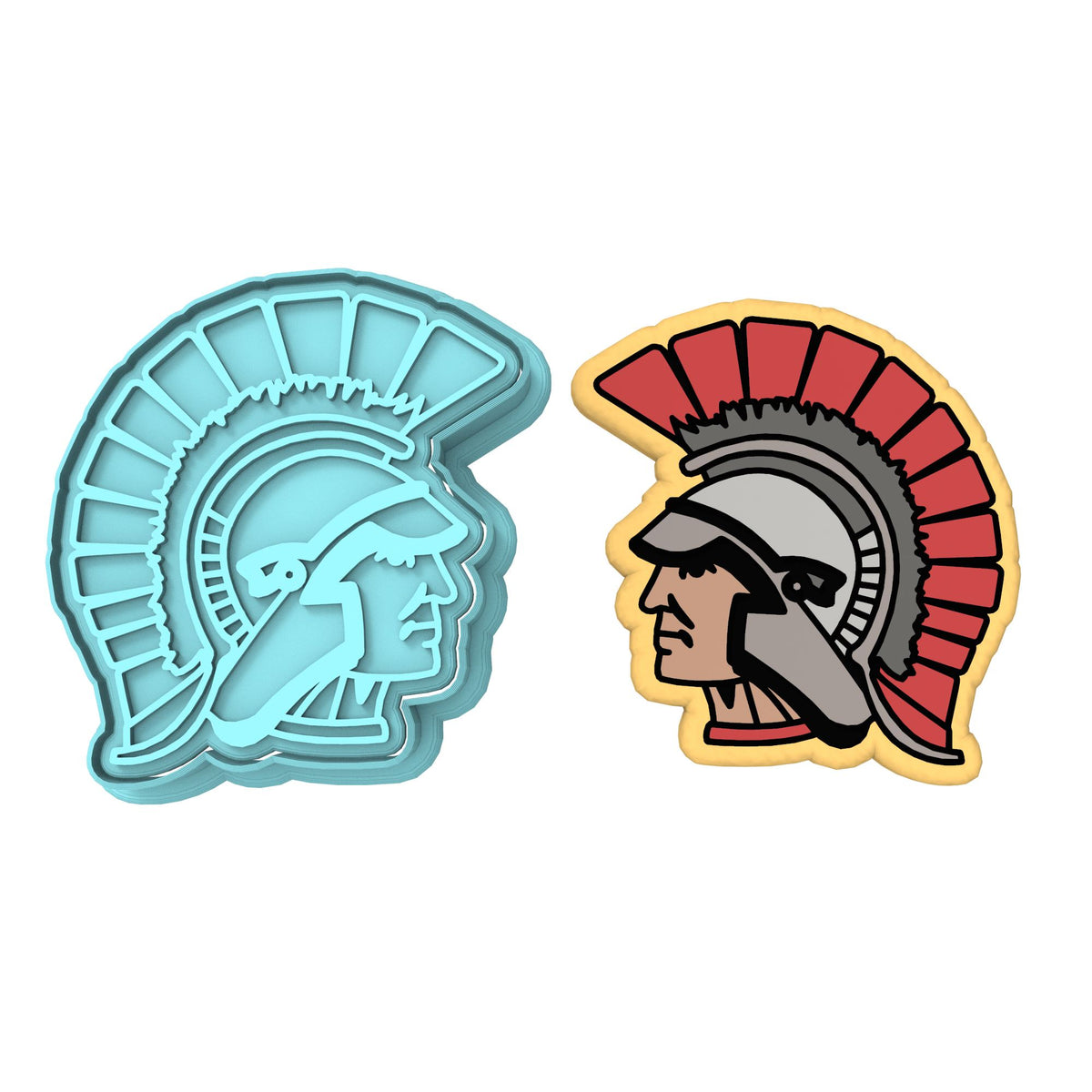 Spartan Trojan Warrior Cookie Cutter | Stamp | Stencil #1 Animals & Dinosaurs Cookie Cutter Lady MINI - 2 Inches (5cm) **BUNDLE** Cutter + Stamp 