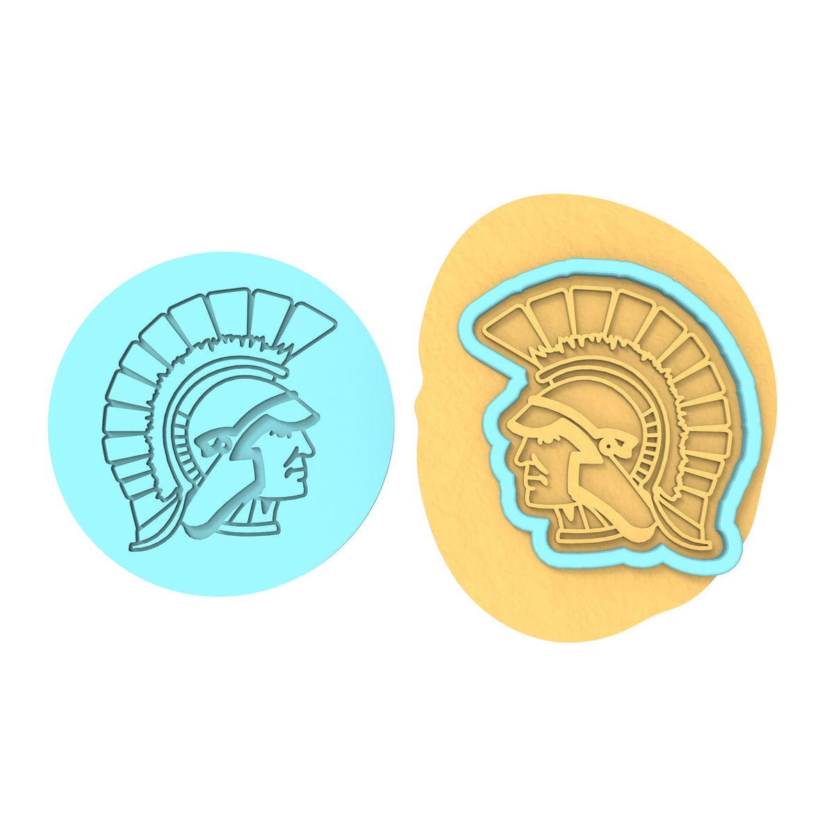 Spartan Trojan Warrior Cookie Cutter | Stamp | Stencil #1 Animals & Dinosaurs Cookie Cutter Lady MINI - 2 Inches (5cm) **BUNDLE** Cutter + Debosser 