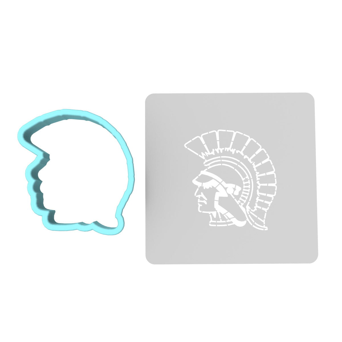 Spartan Trojan Warrior Cookie Cutter | Stamp | Stencil #1 Animals & Dinosaurs Cookie Cutter Lady MINI - 2 Inches (5cm) **BUNDLE** Cutter + Stencil 