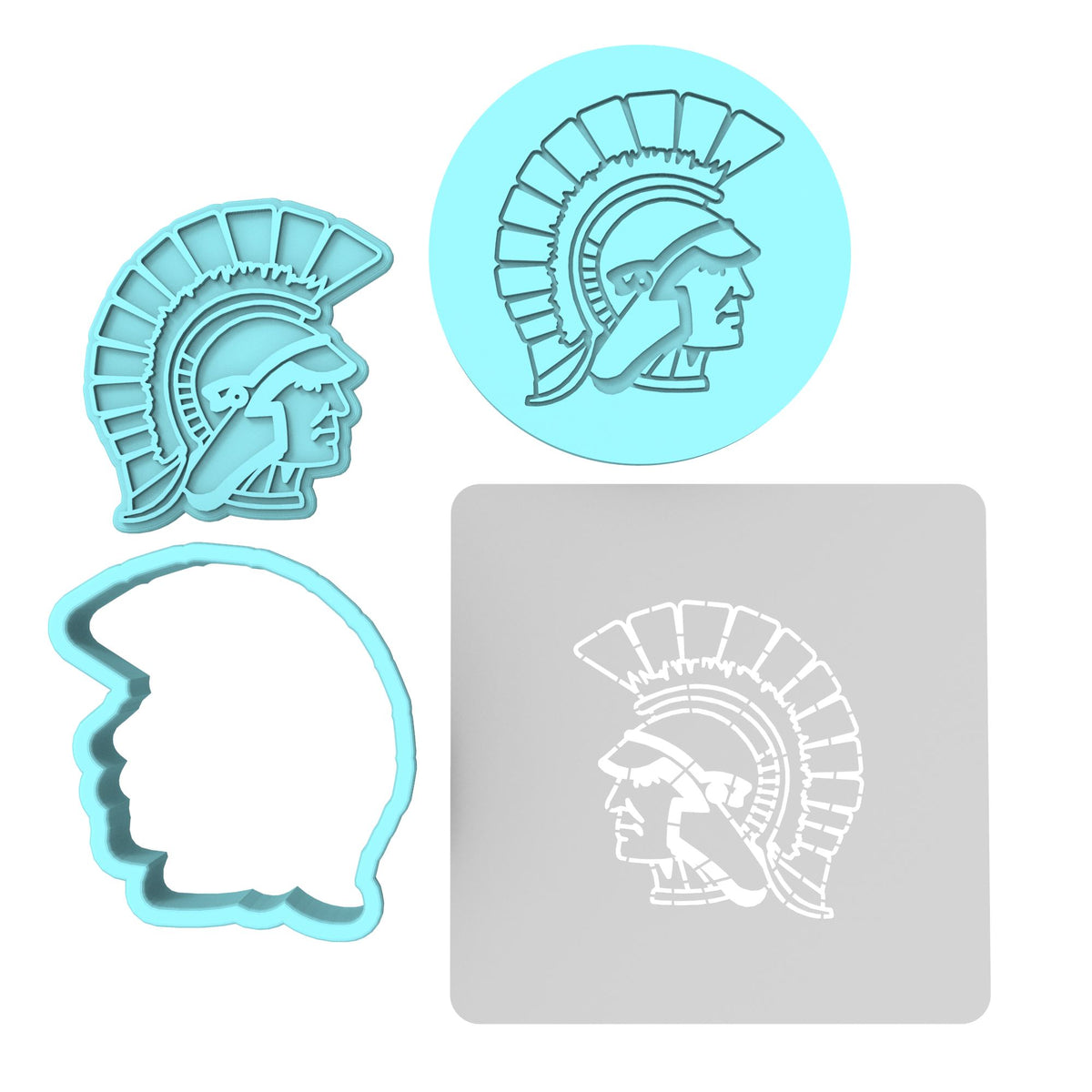 Spartan Trojan Warrior Cookie Cutter | Stamp | Stencil #1 Animals & Dinosaurs Cookie Cutter Lady MINI - 2 Inches (5cm) **FULL SET BUNDLE** Cutter + Stamp + Stencil + Debosser **BEST DEAL** 