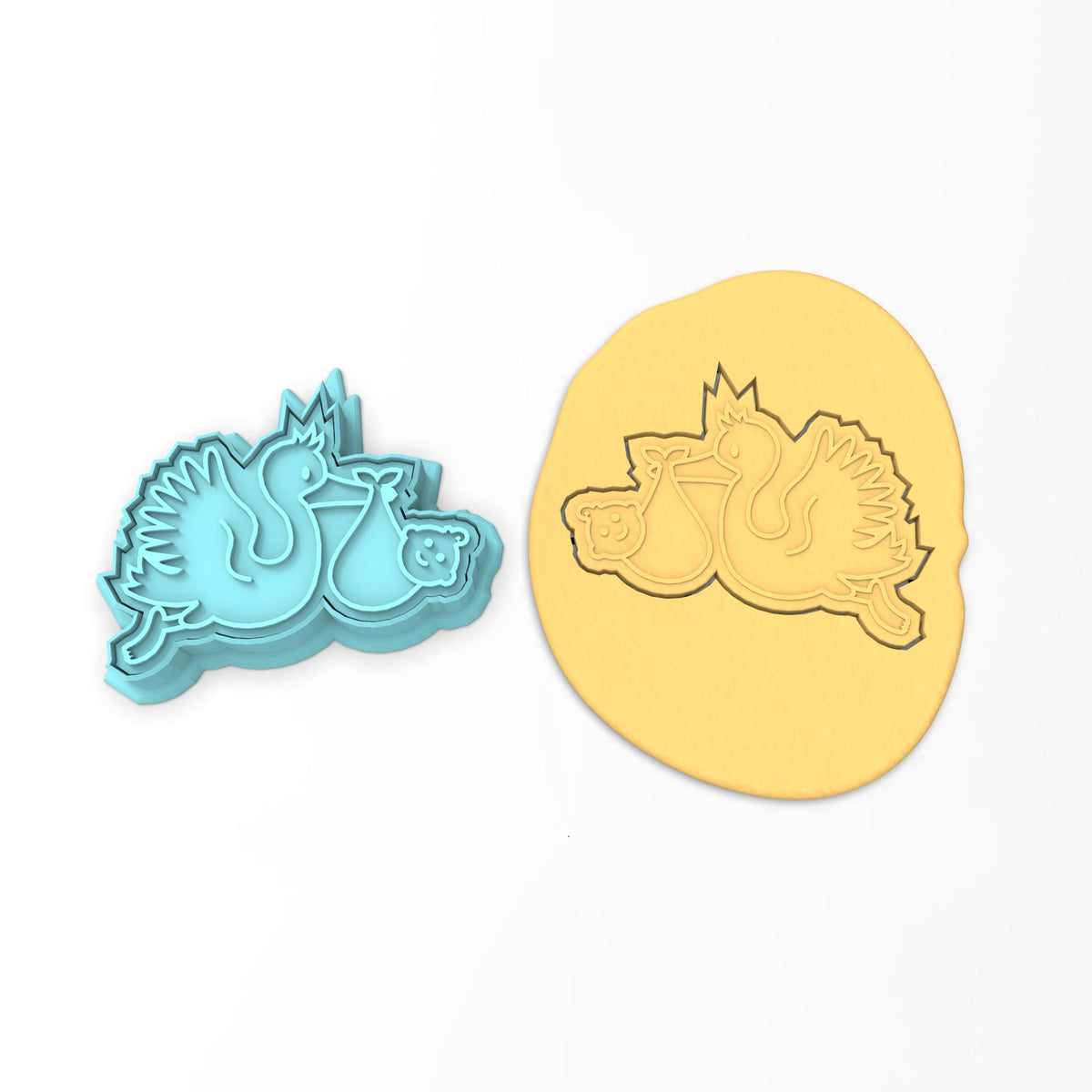 Stork & Baby Cookie Cutter | Stamp | Stencil #1