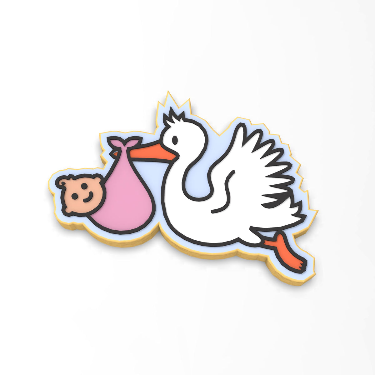 Stork & Baby Cookie Cutter | Stamp | Stencil #1