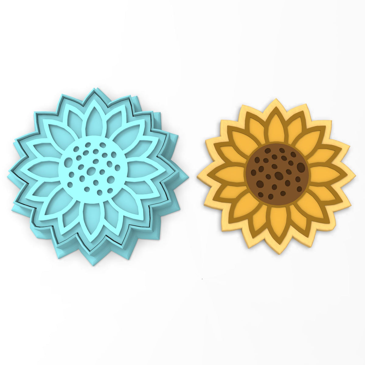 Sunflower Cookie Cutter | Stamp | Stencil #1 Easter / Spring / Flower Cookie Cutter Lady 2 Inch Small Cupcake Cutter + Stamp No