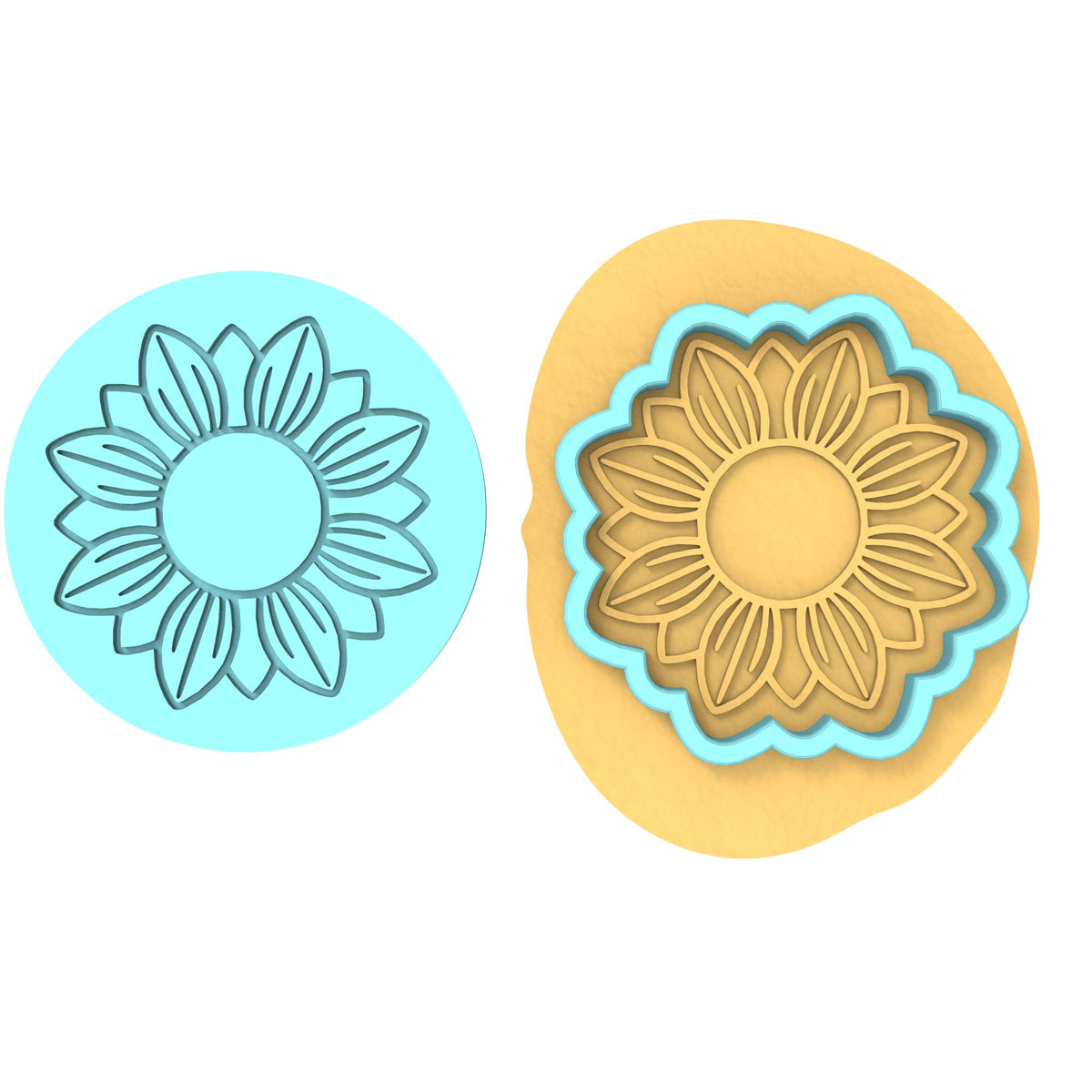 Sunflower Cookie Cutter | Stamp | Stencil #2A Animals & Dinosaurs Cookie Cutter Lady MINI - 2 Inches (5cm) **BUNDLE** Cutter + Debosser 