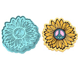 Sunflower Peace Cookie Cutter | Stamp | Stencil #1 Cookie Cutters Cookie Cutter Lady 2 Inch Small Cupcake Cutter + Stamp No