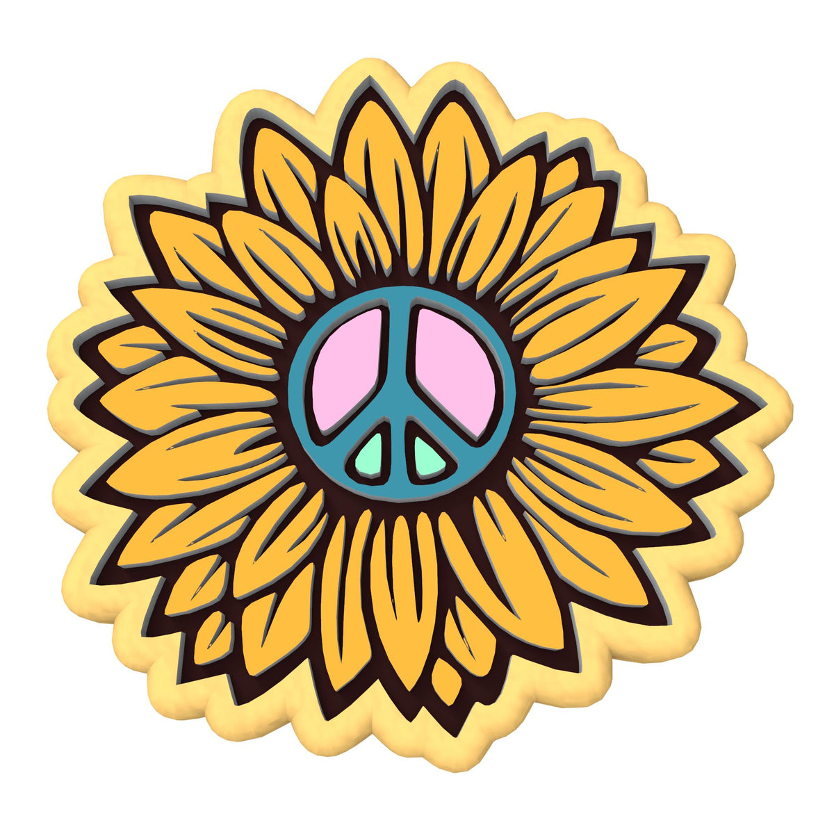 Sunflower Peace Cookie Cutter | Stamp | Stencil #1 Cookie Cutters Cookie Cutter Lady 