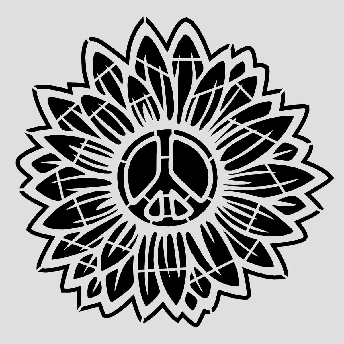 Sunflower Peace Cookie Cutter | Stamp | Stencil #1 Cookie Cutters Cookie Cutter Lady 2 Inch Small Cupcake Stencil Only No