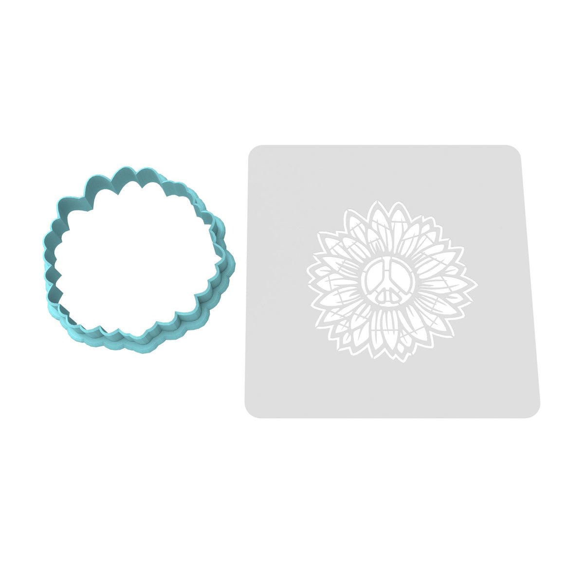 Sunflower Peace Cookie Cutter | Stamp | Stencil #1 Cookie Cutters Cookie Cutter Lady 2 Inch Small Cupcake Cutter Only Yes
