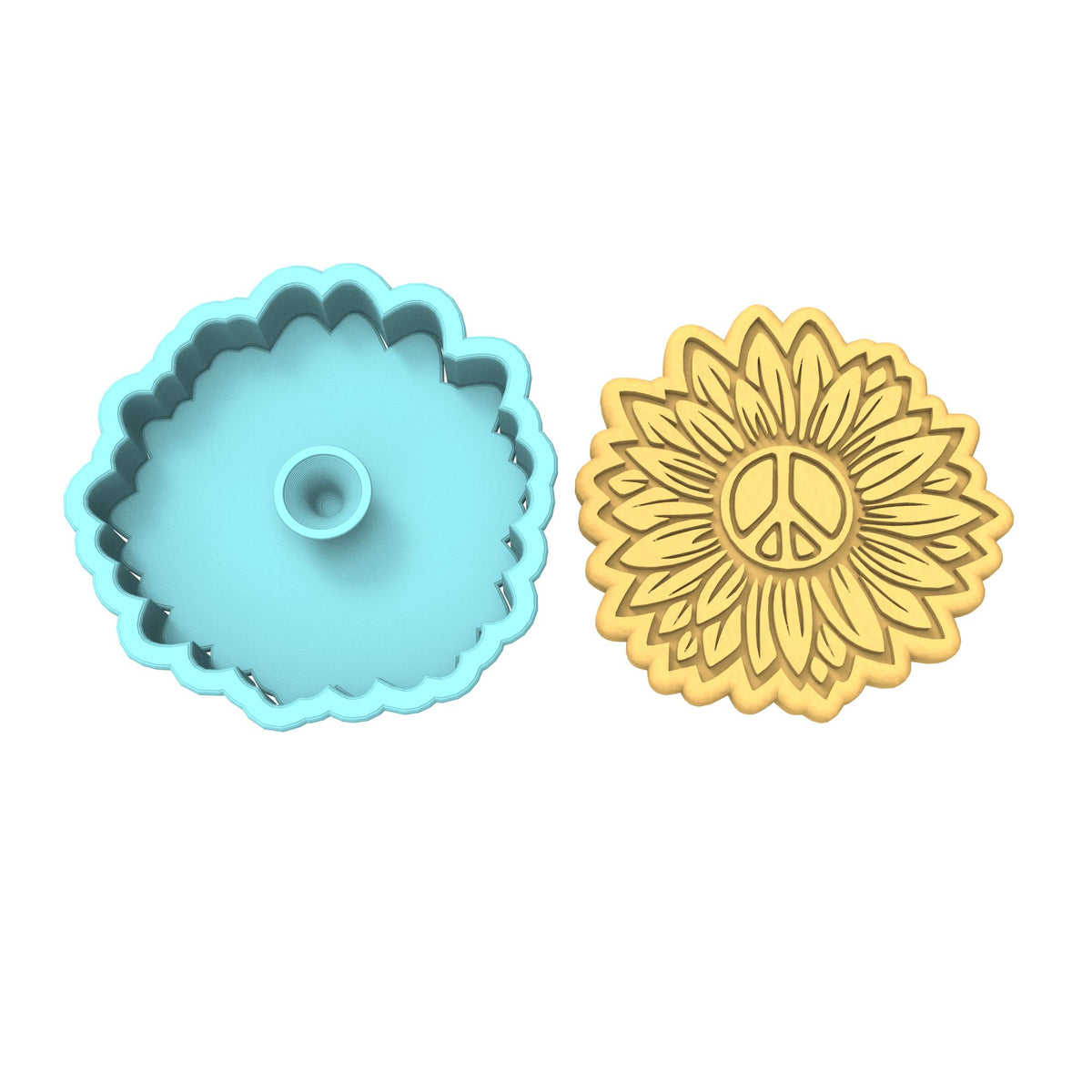Sunflower Peace Cookie Cutter | Stamp | Stencil #1 Cookie Cutters Cookie Cutter Lady 