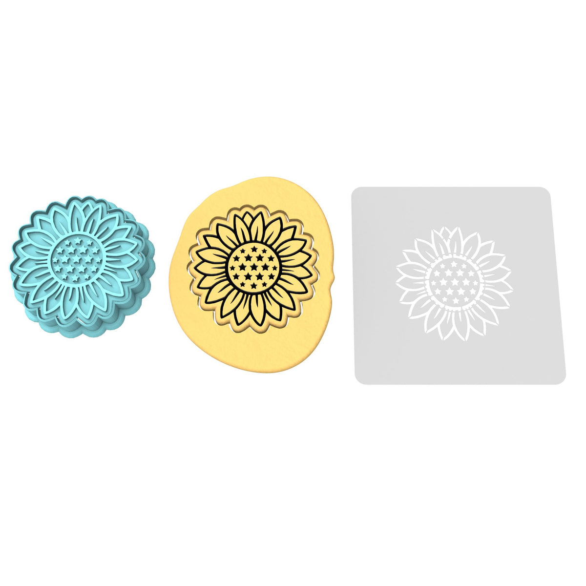 Sunflower with Stars Cookie Cutter | Stamp | Stencil #1