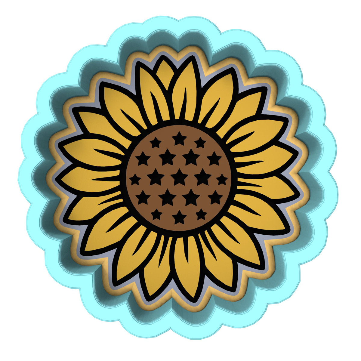 Sunflower with Stars Cookie Cutter | Stamp | Stencil #1