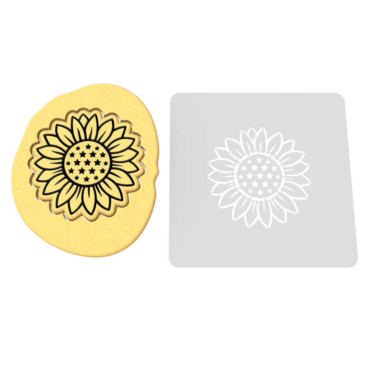 Sunflower with Stars Cookie Cutter | Stamp | Stencil #1