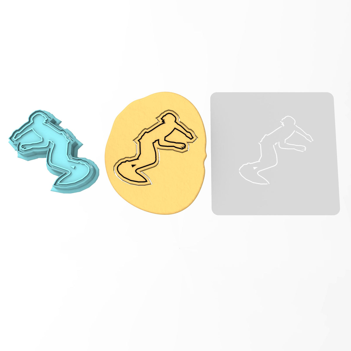 Surfer Cookie Cutter | Stamp | Stencil #1