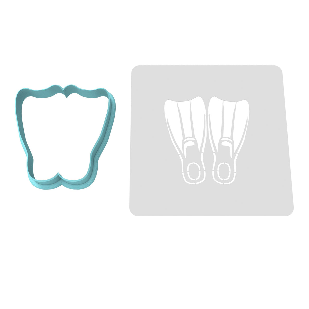 Swim Flipper Pair Cookie Cutter | Stamp | Stencil #1