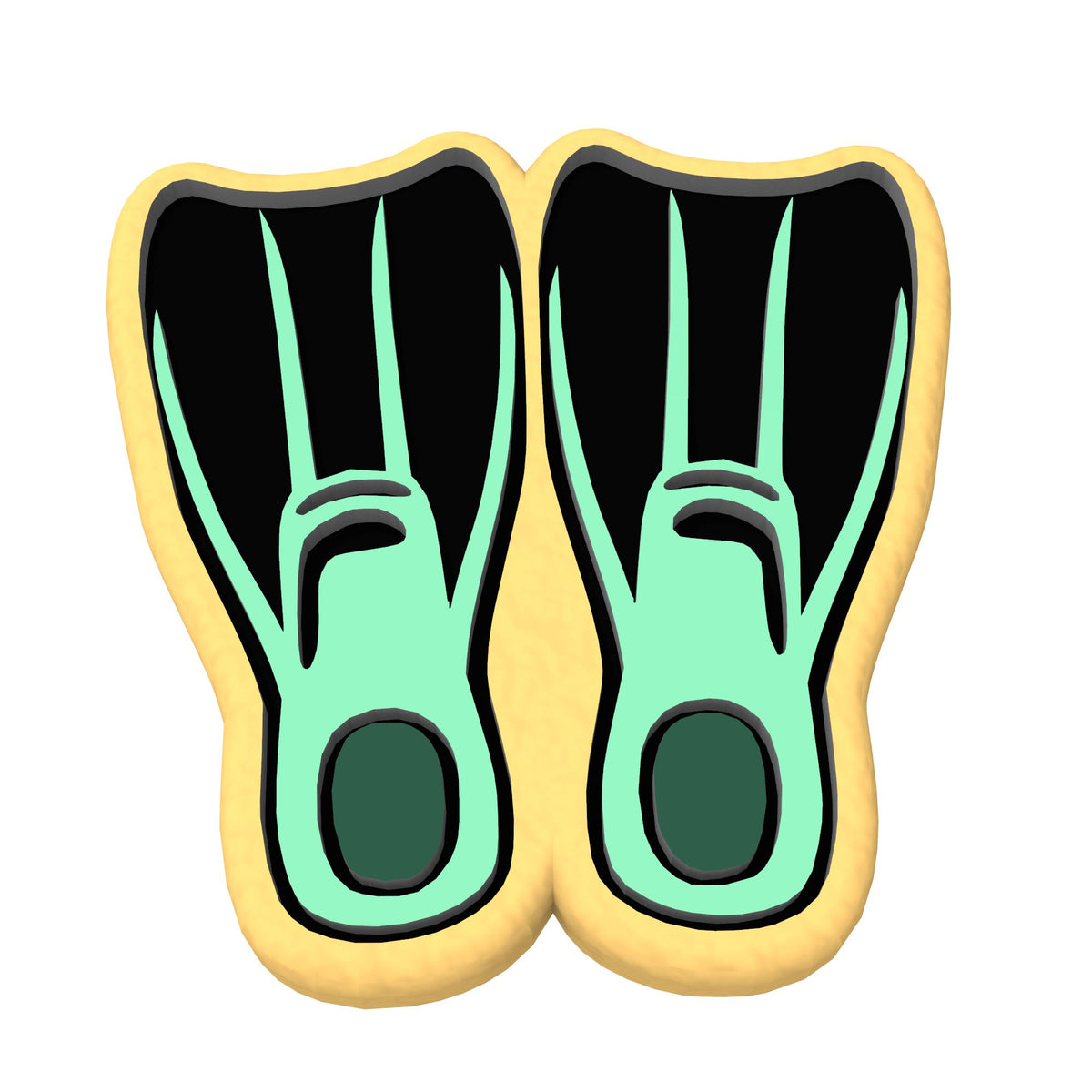 Swim Flipper Pair Cookie Cutter | Stamp | Stencil #1