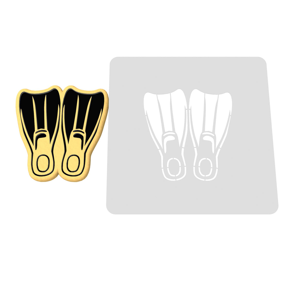 Swim Flipper Pair Cookie Cutter | Stamp | Stencil #1