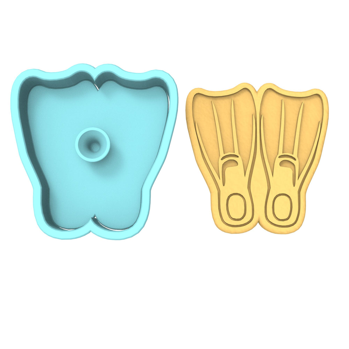 Swim Flipper Pair Cookie Cutter | Stamp | Stencil #1