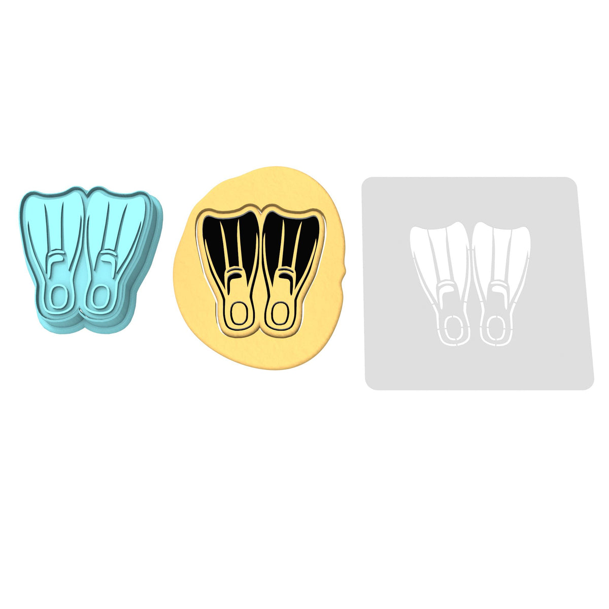 Swim Flipper Pair Cookie Cutter | Stamp | Stencil #1