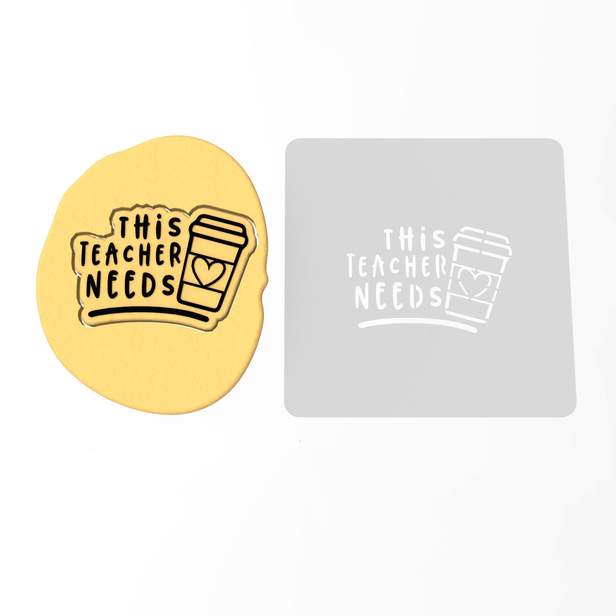 Teacher Coffee Cookie Cutter | Stamp | Stencil #1