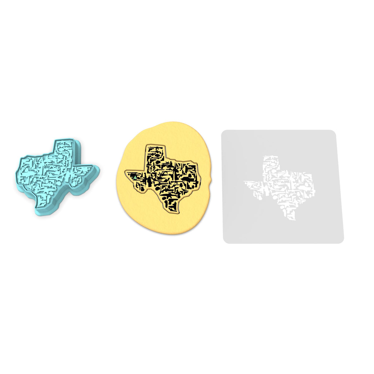 Texas Guns Cookie Cutter | Stamp | Stencil #1 Boys/ Army / Outdoorsman Cookie Cutter Lady 2 Inch Small Cupcake Cutter + Stamp Yes