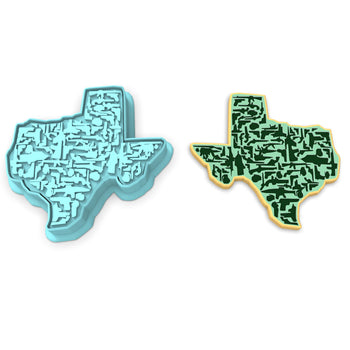 Texas Guns Cookie Cutter | Stamp | Stencil #1 Boys/ Army / Outdoorsman Cookie Cutter Lady 2 Inch Small Cupcake Cutter + Stamp No