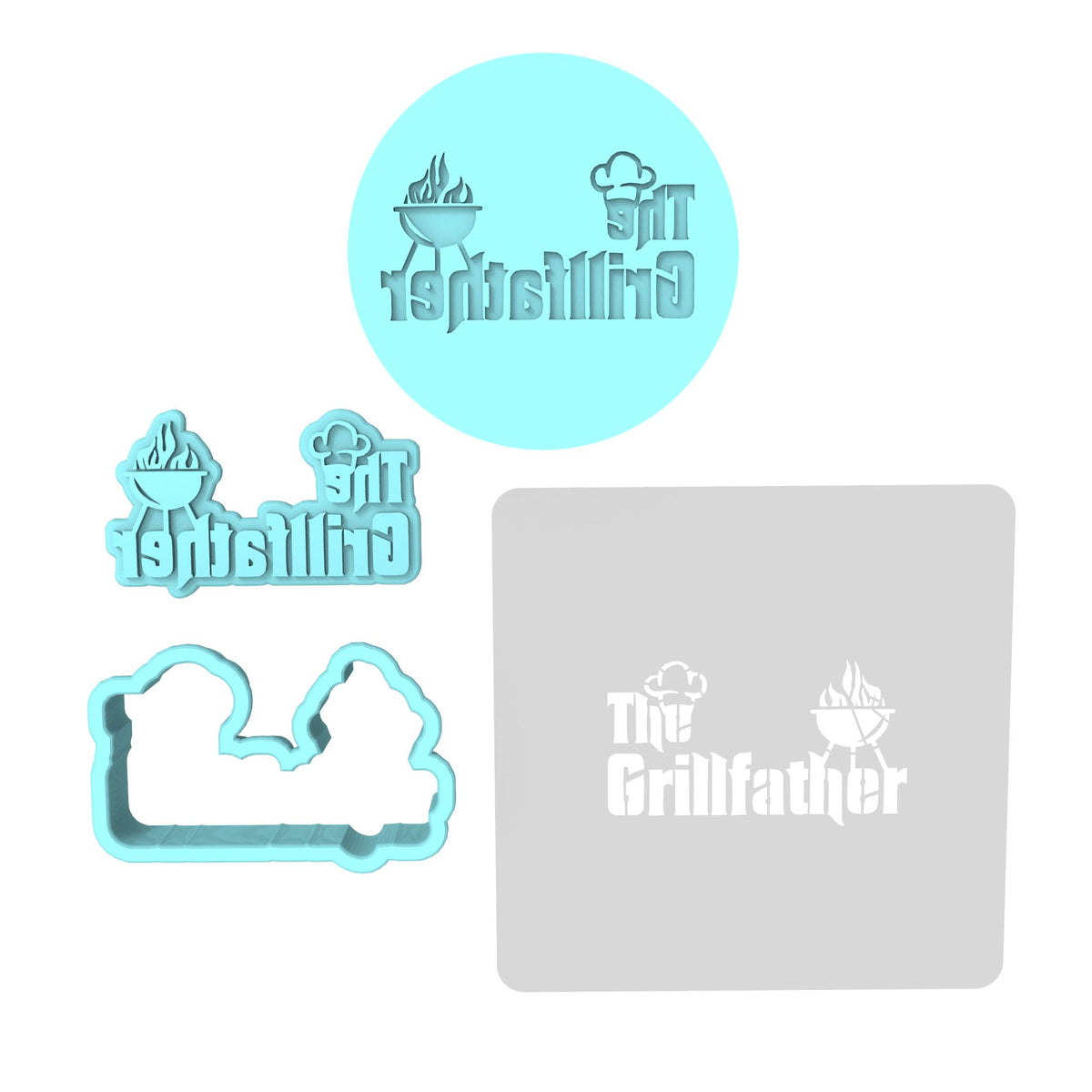 The Grill Father Cookie Cutter | Stamp | Stencil #1 Cookie Cutter Lady MINI - 2 Inches (5cm) **FULL SET BUNDLE** Cutter + Stamp + Stencil + Debosser **BEST DEAL** 