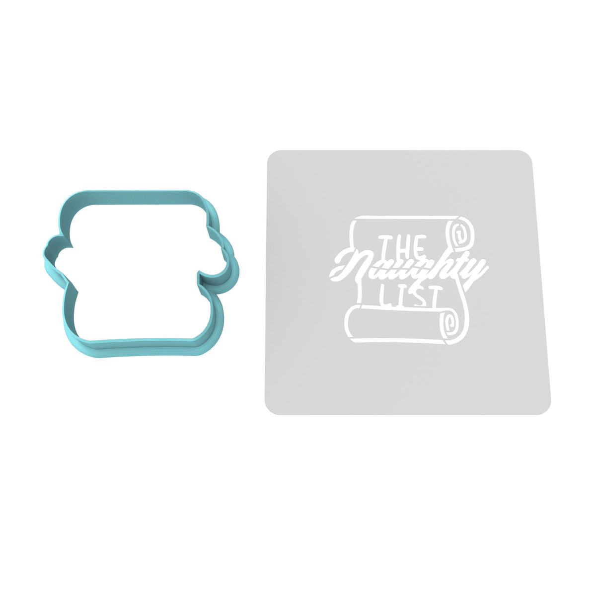 The Naughty List Cookie Cutter | Stamp | Stencil Xmas / Winter / NYE Cookie Cutter Lady MINI - 2 Inches (5cm) **BUNDLE** Cutter + Stencil 