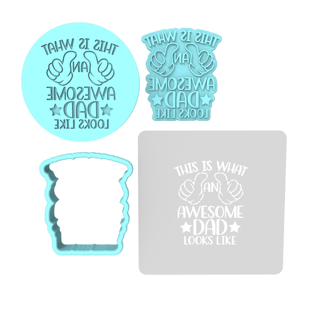 This is What an Awesome Dad Looks Like Cookie Cutter | Stamp | Stencil #1 Cookie Cutter Lady MINI - 2 Inches (5cm) **FULL SET BUNDLE** Cutter + Stamp + Stencil + Debosser **BEST DEAL** 