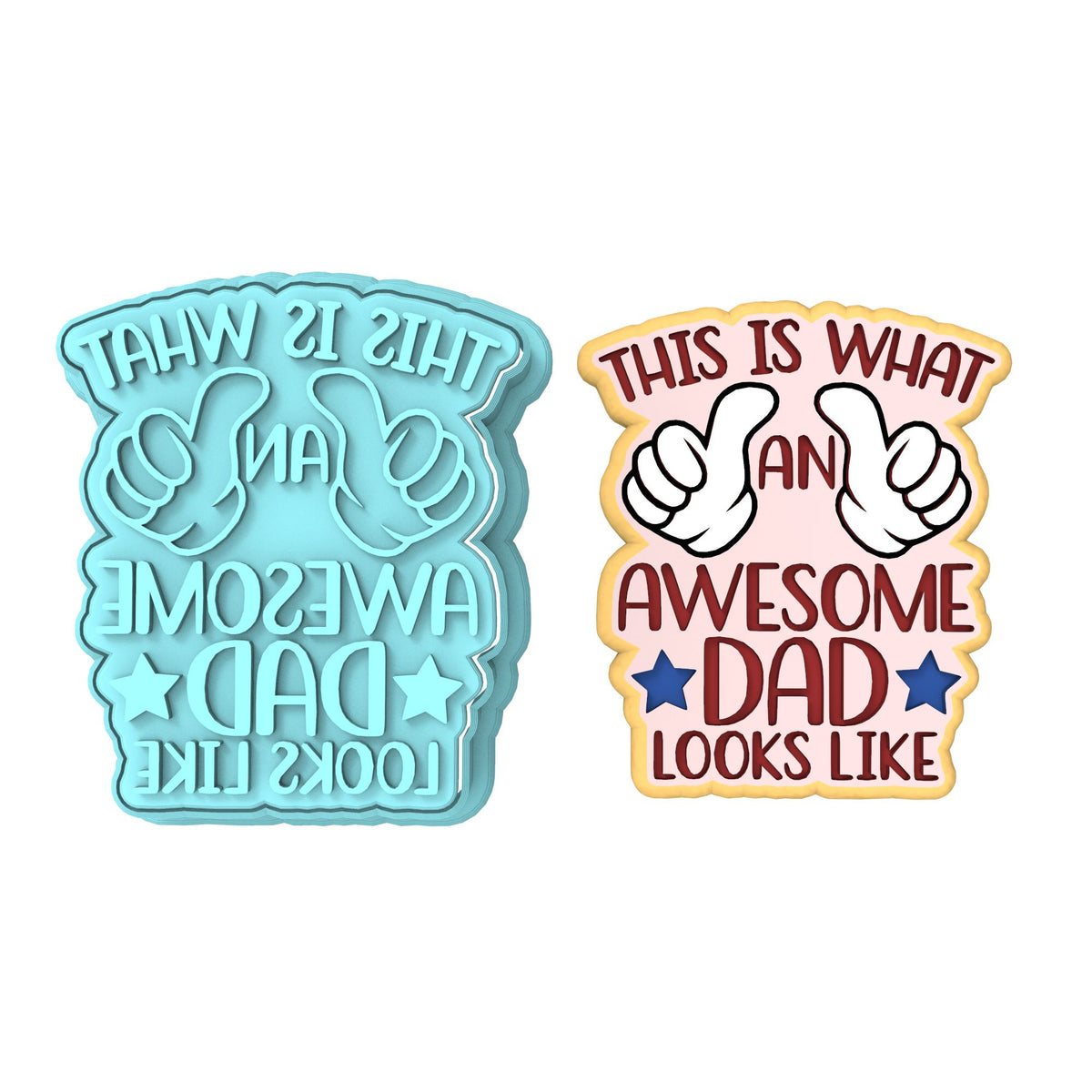 This is What an Awesome Dad Looks Like Cookie Cutter | Stamp | Stencil #1 Cookie Cutter Lady MINI - 2 Inches (5cm) **BUNDLE** Cutter + Stamp 