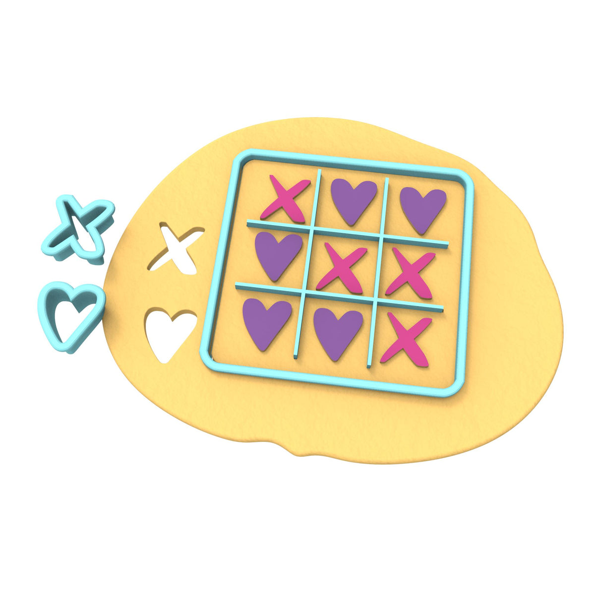 Tic Tac Toe Board Cookie Cutter & Stamp Set Wedding / Baby / V Day Cookie Cutter Lady 