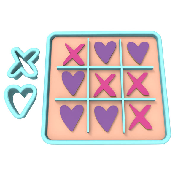 Tic Tac Toe Board Cookie Cutter & Stamp Set Wedding / Baby / V Day Cookie Cutter Lady 