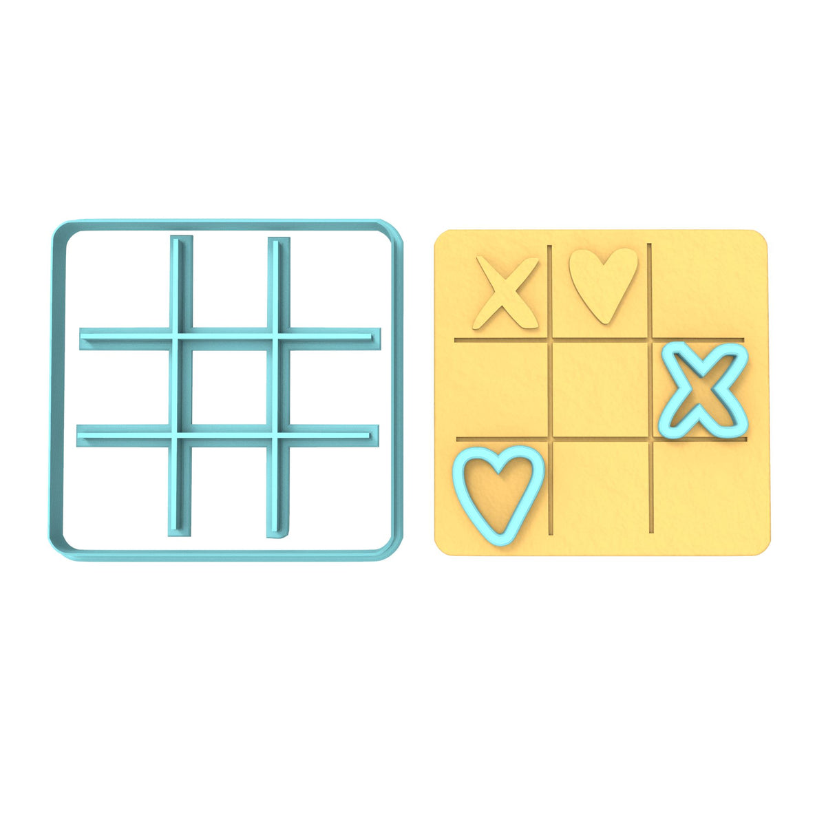 Tic Tac Toe Board Cookie Cutter & Stamp Set Wedding / Baby / V Day Cookie Cutter Lady 