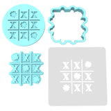 Tic Tac Toe Clover Cookie Cutter | Stamp | Stencil #1 Cookie Cutter Lady MINI - 2 Inches (5cm) **FULL SET BUNDLE** Cutter + Stamp + Stencil + Debosser **BEST DEAL** 