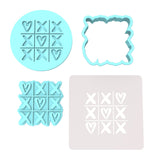 Tic Tac Toe Love Cookie Cutter | Stamp | Stencil #1 Wedding / Baby / V Day Cookie Cutter Lady MINI - 2 Inches (5cm) **FULL SET BUNDLE** Cutter + Stamp + Stencil + Debosser **BEST DEAL** 