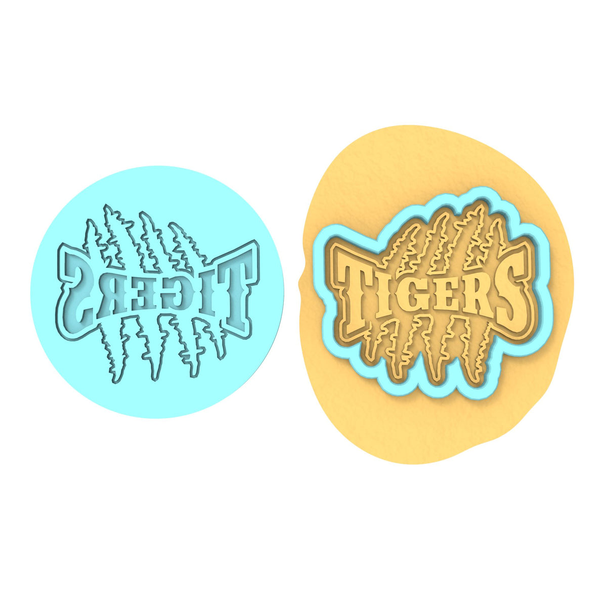 Tiger Claw Scratch Cookie Cutter | Stamp | Stencil #1 Animals & Dinosaurs Cookie Cutter Lady MINI - 2 Inches (5cm) **BUNDLE** Cutter + Debosser 