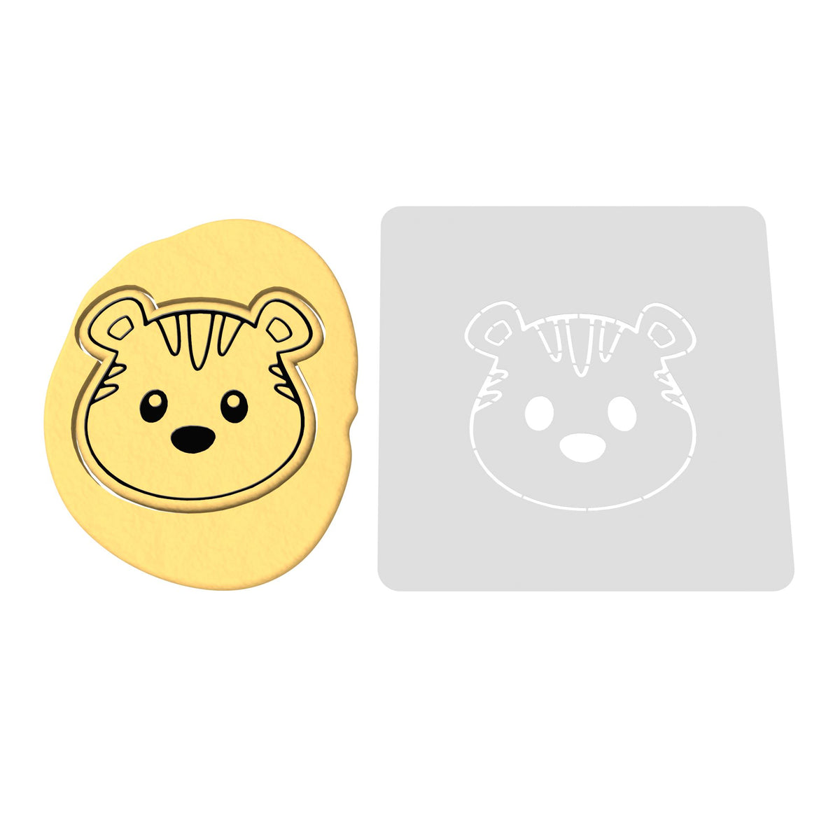 Tiger Face Cookie Cutter | Stamp | Outline #3
